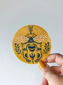 Embroidered Bee Vinyl Sticker - Rikrack