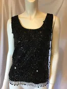 1960s Black Beaded  Shell Top-medium