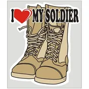 I Love My Soldier Decal, Tan Boots