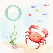 Crab Coastal Alphabet Printable Art - Green