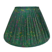 14" Silk Sari Lampshade - Emerald Geometric