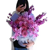 Purple My Favorite Velvet Box Rose Bouquet Designer's Choice