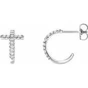 14K 1/4 CTW Diamond Cross Hoop Earrings