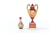 19th Century Austrian Porcelain Gilt-Painted Decorative Covered Urn and Small Vase — LA MAISON SUPREME