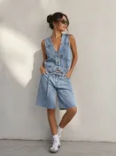 Cargo Denim Vest - Light Wash
