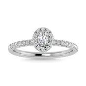 0.75 CT Oval Cut Diamond Engagement Ring in 14K White Gold