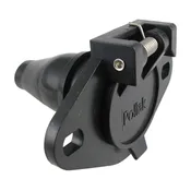 6-Way Round Pin Nylon Trailer Connector Socket w/ Rubber Boot