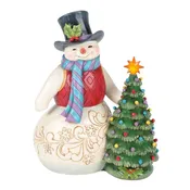 All is Merry and Bright - Snowman With Vintage LED Tree