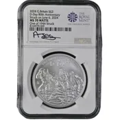 2024 £2 Great Britain 1oz Silver D-Day 80th Anniversary Coin NGC MS70 Matte | One of 1,944 Struck | June 6, 2024 Issue |  Anna Jessopp Signature