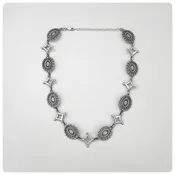 American Sterling Silver Filigree Link Necklace, "Daughters of the American Revolution" Collection, G2 Silver, Charleston, SC, New