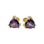 14K Gold Stud Earrings with Amethyst