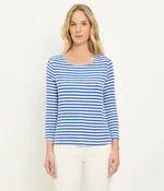 Amelee Striped Ribbed Boat Neck Tee