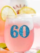 60th Birthday Jeweled Stemless Wine Glass