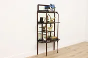 Art Nouveau Antique Birch Etagere Curio or Display, Mirrors #56297