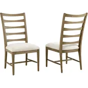 50th Anniversary Ladderback Dining Chair in Wood & Neutral Fabric (Set of 2)