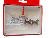 3D Silver Dog Sled, Ornament