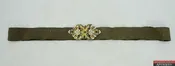 Antique Amethyst Brass? Enameled Irish Brown Wedding Dress Belt Sash 35-38"