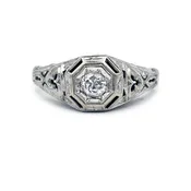 1930s Art Deco Octagonal Old European Cut Diamond Engagement Ring