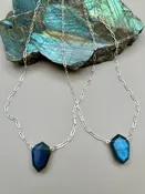 •AEON• labradorite lil’ petal + silver necklace (various lengths)