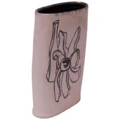 1976 Studio Stoneware Black and White Abstract Floral Vase Signed Pollack