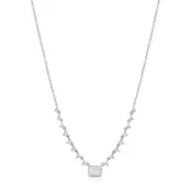 1.27ct Emerald Shape And Round Diamond Necklace