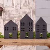 Black Wooden Houses (SET OF 3)