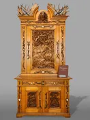 Black Forest Carved Oak and Antler Gun Cabinet, Jagdschrank, c.1880 — Daniels Antiques