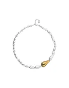Collier bicolore argenté et doré aux gouttes reliées