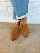Alice Woven Leather Slip On Flats - Cognac