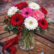 Galentine Gerbera Bouquet in a vase