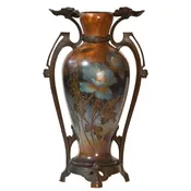 American Art Nouveau Hand Painted Stoneware Vase