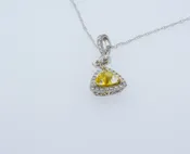 14k White Gold Natural Yellow Trillion Pendant