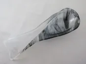 “Ying/Yang” Black and White Wispy with Clear Large Spoon Rest