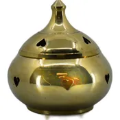 3" Heart Brass Cone Incense Burner