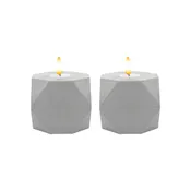 Battery Operated Geometric Candles with 3D Wick Flame - Set of 2