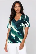 Top Ligne Watercolor Eyelet V Neck