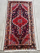 R160 4'4 x 8'2 Red field medallion double border rug