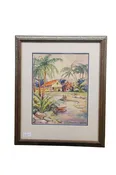 Talbot Southeast Asian Fishing Village Watercolor on Silk Painting 27