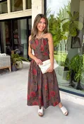 All Night Long Floral Midi Dress