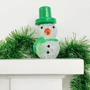 Blown Glass Snowman - Green Scarf Small