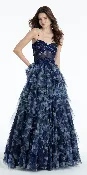 Floral Mesh Sweetheart Corset Tiered Ballgown with Embroidery