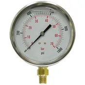 1000 PSI 70 BAR Pressure  4" Pressure Liquid Filled Lower Mount 1/4" NPT Stainless Steel Gauge Dynamic PDLC-2P-070-A