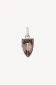 18K White Gold Smokey Quartz Triangular Men's Charm