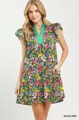 Floral Flutter Sleeve Tiered Mini Dress