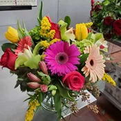 Nice mix low vase arrangements