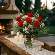 1/2 Dozen Red Rose Vase
