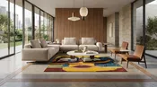 Amber Navy Cubist Face Rug
