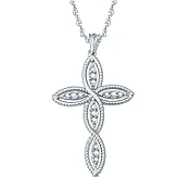 1/10 CT. T.W. Diamond Twist Cross Pendant in 10K White Gold