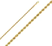 10kt Solid 3mm Diamond Cut Rope Chain - 24"- 16.4g