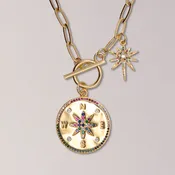 Compass & North Star Charmed Paperclip Necklace